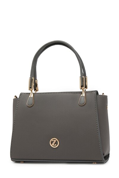 Zühre Textured Zipper Closure Gray Hand and Shoulder Bag Z0047