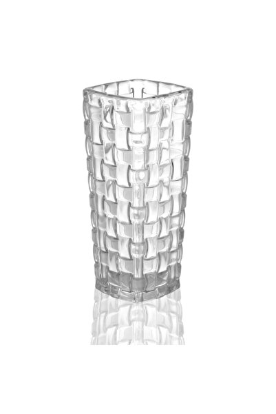 Malooki Vază transparentă din sticlă cu design geometric – 15 cm, formă pătrată modernă pentru flori și decor