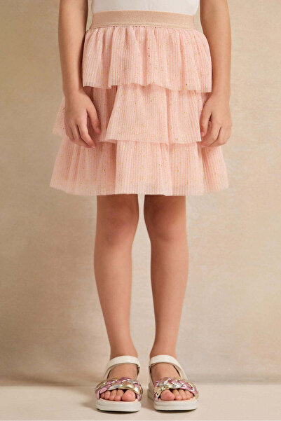 REDTAG Girls Pink Tutu Mesh Layered Skirt