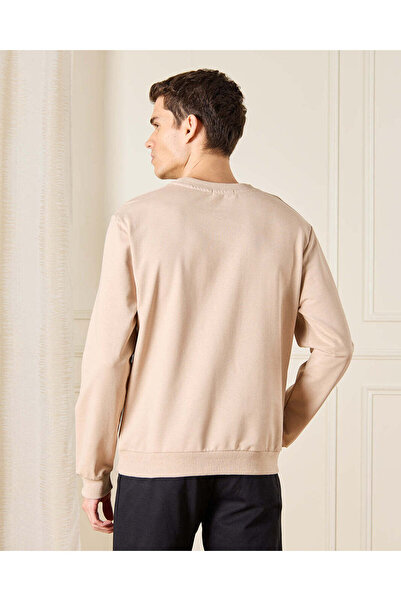 REDTAG Men Beige Printed Sweatshirt