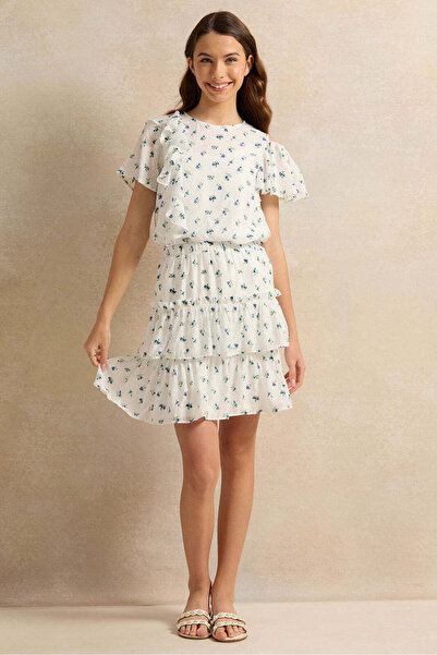 REDTAG Senior Girls White Printed Skirt