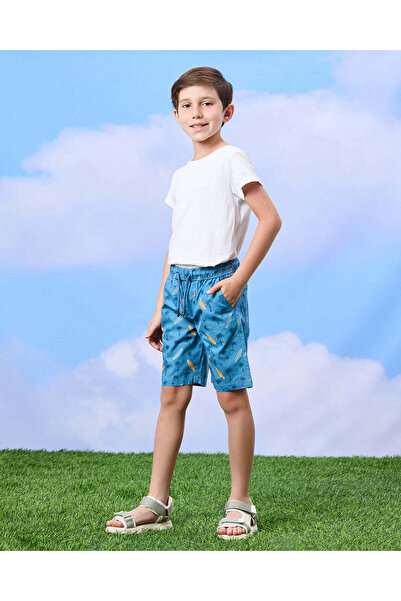 REDTAG Boys Blue And Beige Shorts Set (Pack of 2)