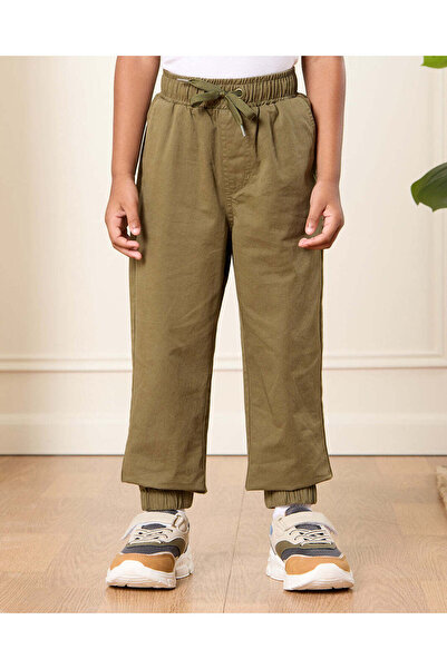 REDTAG Boys Olive Solid Joggers