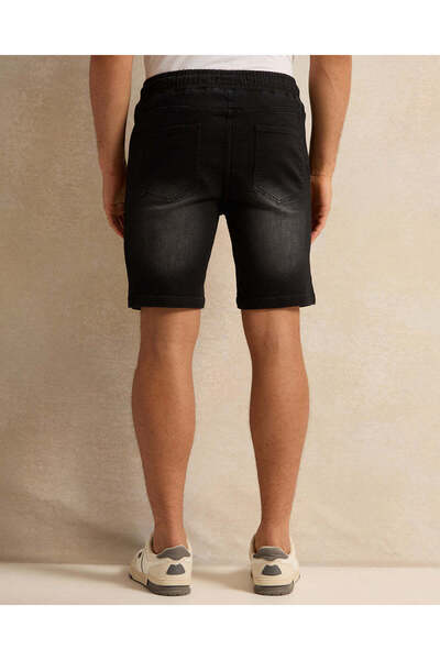 REDTAG Men Black Denim Shorts
