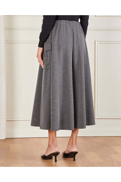 REDTAG Women Charcoal Cargo A Line Skirt