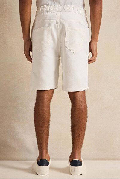 REDTAG Men White Basic Denim Shorts
