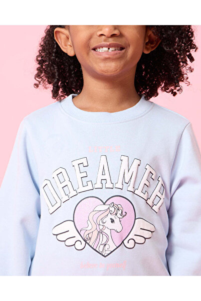 REDTAG Girls Blue Dreamer Print Sweatshirt