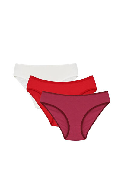 alfa expres Clothing Women's 3-Piece Panties Burgundy - Red - Cream