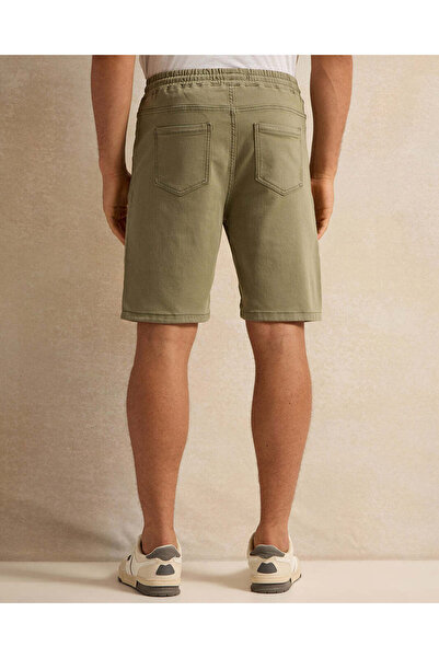 REDTAG Men Green Denim Shorts