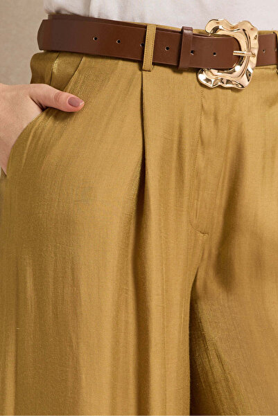 REDTAG Women Gold Flared Trousers