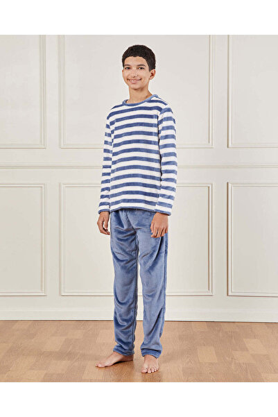 REDTAG Senior Boys Navy And White Stripes Pyjama Set (2 Piece)