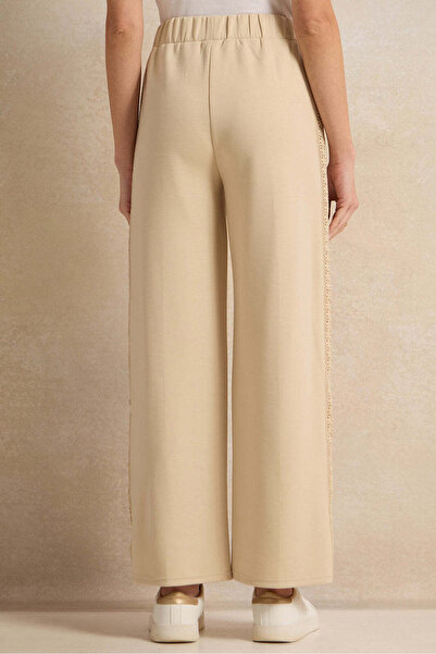 REDTAG Women Beige Trousers With Side Lace Trim