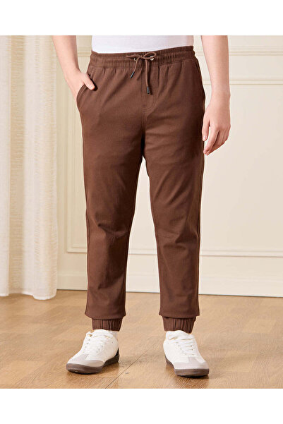 REDTAG Senior Boys Brown Pull On Table Joggers