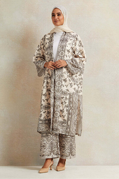 REDTAG Women Beige Printed Wide Leg Trousers