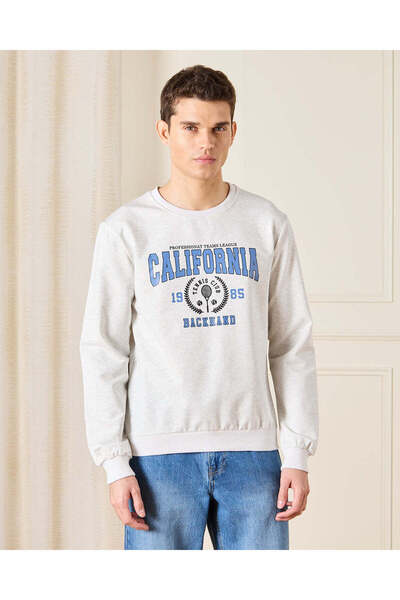 REDTAG Men White Printed Sweatshirt