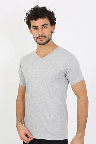 alfa expres Clothing Men's V-Neck Gray Combed Cotton Undershirt