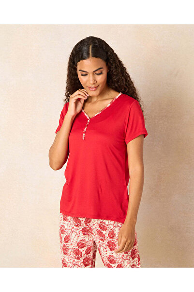 REDTAG Women Red Printed Pajama Set (2 Piece)