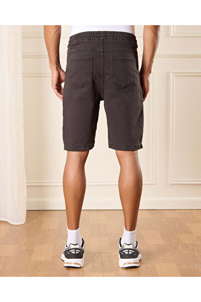 REDTAG Men Grey Knit Denim Shorts