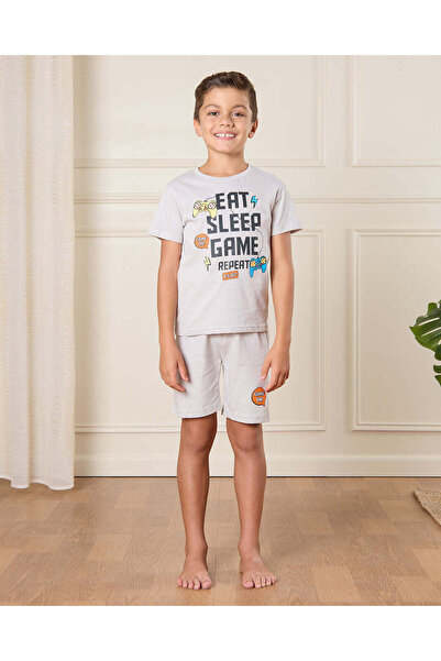 REDTAG Boys Grey Printed Pyjama Set (2 Piece)