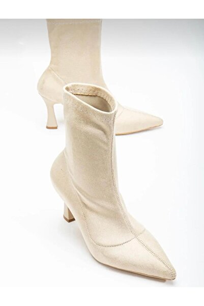 ASİMAN Kadın Siyah Süet Streç Bilekte Topuklu Bot