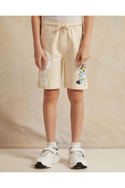 REDTAG شورت رياضي مطبوع باللون البيج والأزرق للأولاد