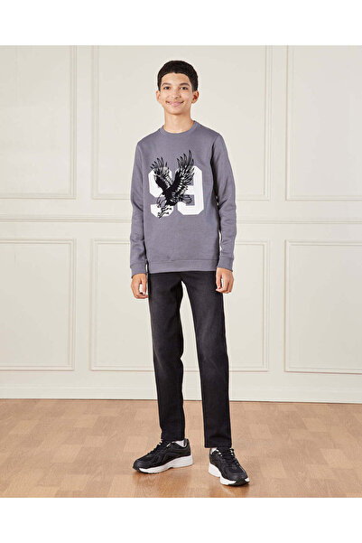 REDTAG Senior Boys Blue Printed Long Sleeve Sweatshirt