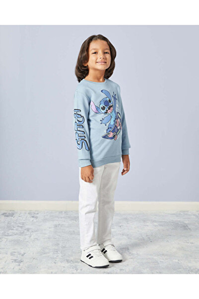 REDTAG Boys Grey Stitch Crew Neck Sweatshirt