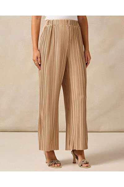REDTAG Women Beige Wide Leg Trousers