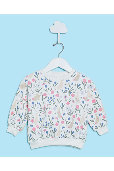 REDTAG Infant Girls White All Over Print Floral Sweatshirt
