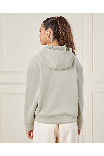 REDTAG Senior Girls Green Hooded Sweatshirt