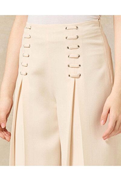 REDTAG Senior Girls Beige Crisscross Wide Leg Pants