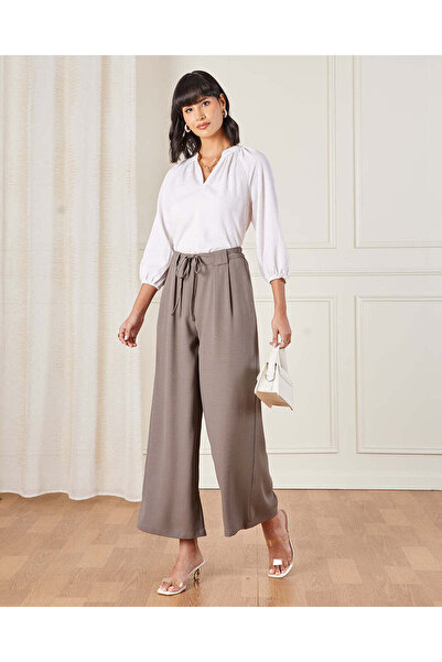REDTAG Women Grey Wide Leg Trousers