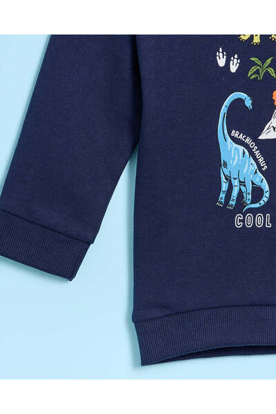 REDTAG Infant Boys Navy Dinosaur Printed Sweatshirt