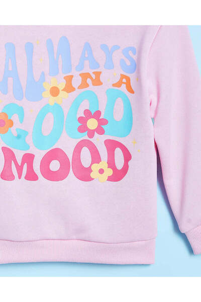 REDTAG Infant Girls Pink Printed Hooded Sweatshirt