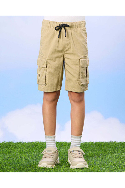 REDTAG Boys Beige Shorts With Cargo Pocket
