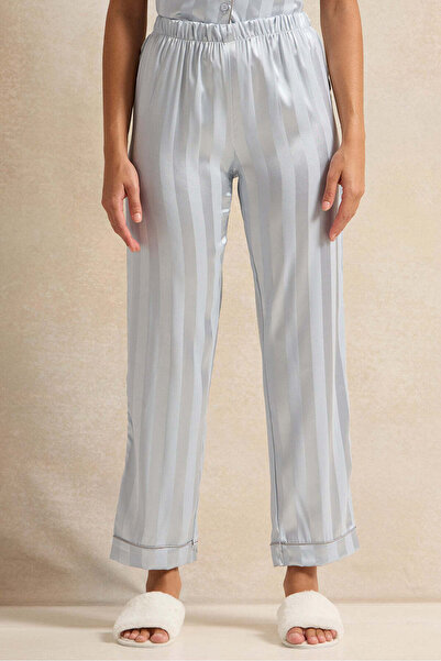 REDTAG Women Blue Striped Classic Pyjama Set (2 Piece)