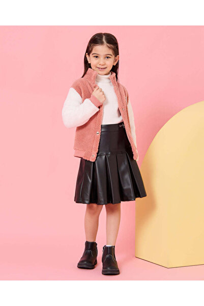 REDTAG Girls Pink And White Textured Sweatshirt