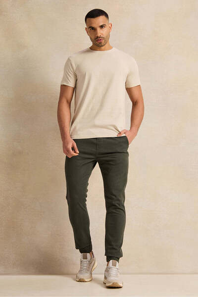 REDTAG Men OliveTwill Joggers