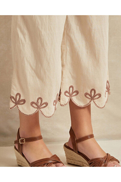 REDTAG Senior Girls Beige Embroidered Culottes