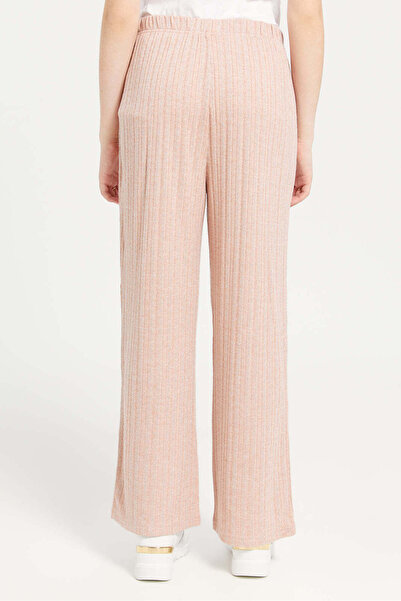 REDTAG Senior Girls Pink Lurex Wide Leg Rib Pants