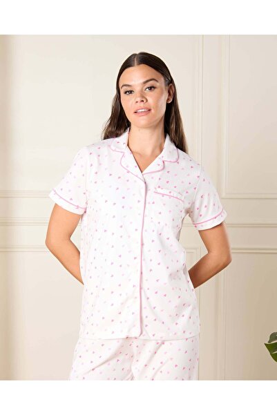 REDTAG Women White Hearts Print Pyjama Set (2 Piece)