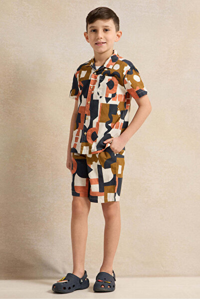 REDTAG Boys Multicolour Printed Shirt With Shorts set (2 Piece)