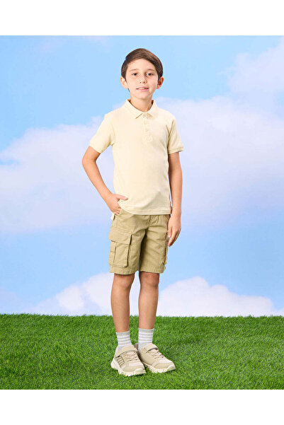 REDTAG Boys Beige Shorts With Cargo Pocket