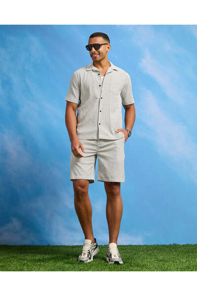 REDTAG Men White Seersucker Short