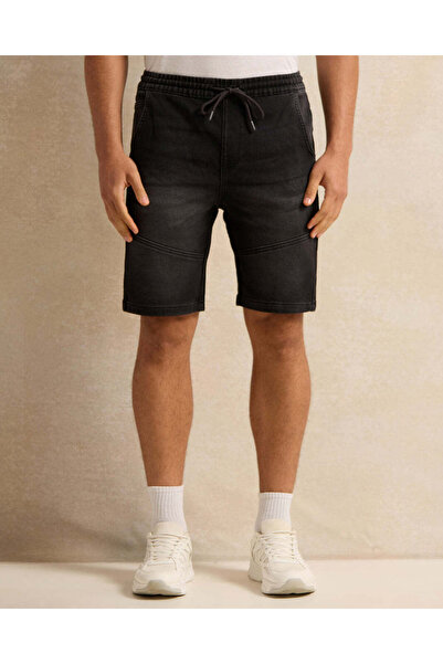 REDTAG Men Black Denim Shorts