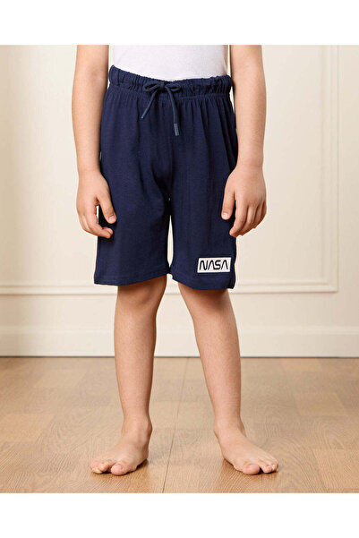 REDTAG Boys White And Navy Nasa Print Pyjama Set (2 Piece)