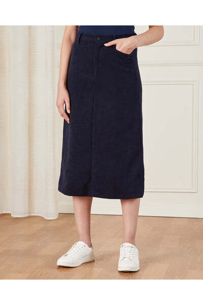 REDTAG Women Navy Corduroy Skirt