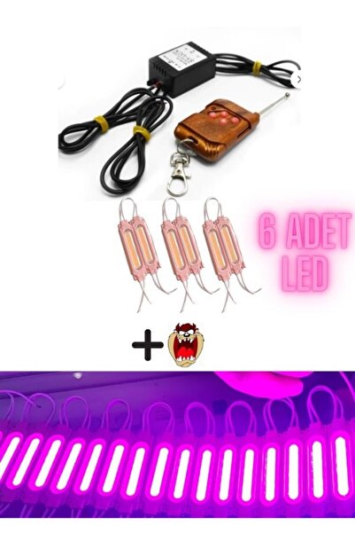 GMS Cg cup modifiye Çift Çıkış kumandalı çakar modül+6 adet Pembe Led seti+stcker