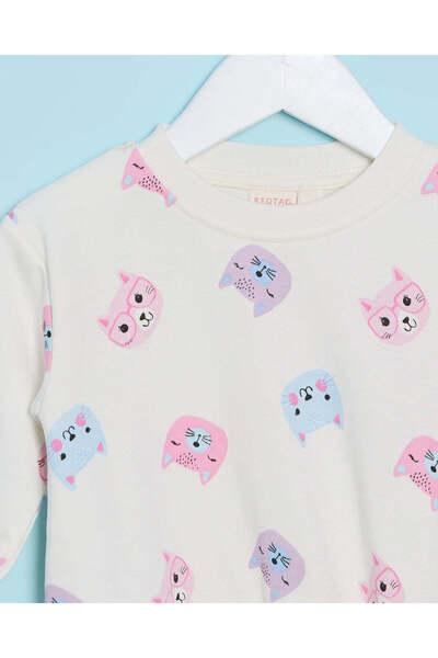 REDTAG Infant Girls White All Over Print Sweatshirt