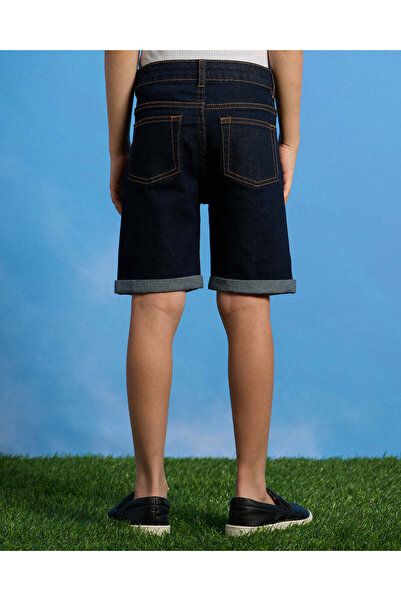 REDTAG Boys Navy Denim 5 Pocket Shorts